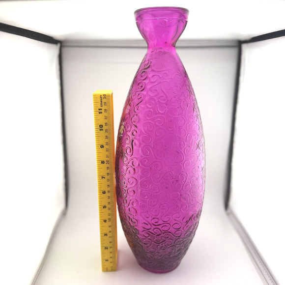 HUGE Lafiore Fuchia Pink vase Handblown in Spain 16" - Picture 9 of 9